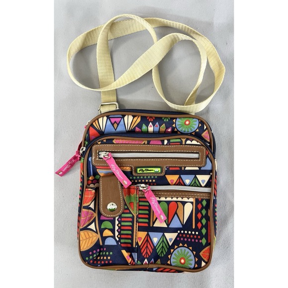 Lily Bloom  Crossbody Bag Purse Canvas Floral Pockets Travel Preppy - Picture 1 of 10